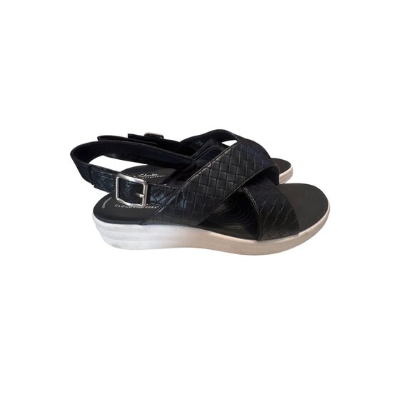 Clarks Drift Sun Womens Black Woven Sandals UK 8.5 D US 11 M Adjustable Strap - Picture 3 of 7